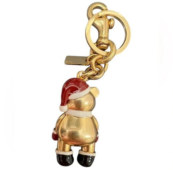 COACH Christmas Santa Bear Bag Purse Charm Keychain Key Fob New in Packaging NWT - Picture 2 of 4